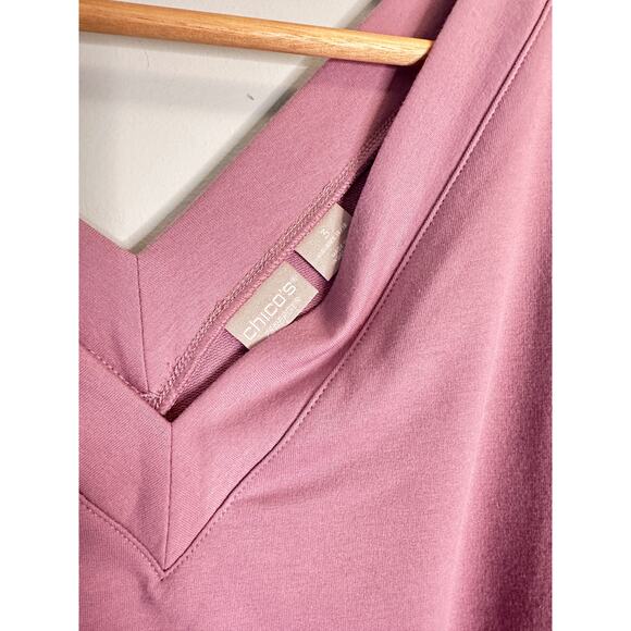 Chico's Purple Oversized Deep V-Neck Blouse - Picture 3 of 4